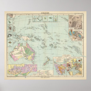 Poster Océanie - Carte Atlas de l'Océanie