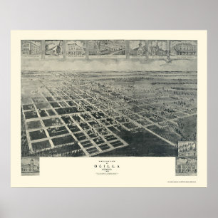 Poster Ocilla, carte panoramique de GA - 1908