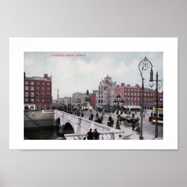 Poster O'Connell Bridge, Dublin, Irlande, Vintage (Devant)