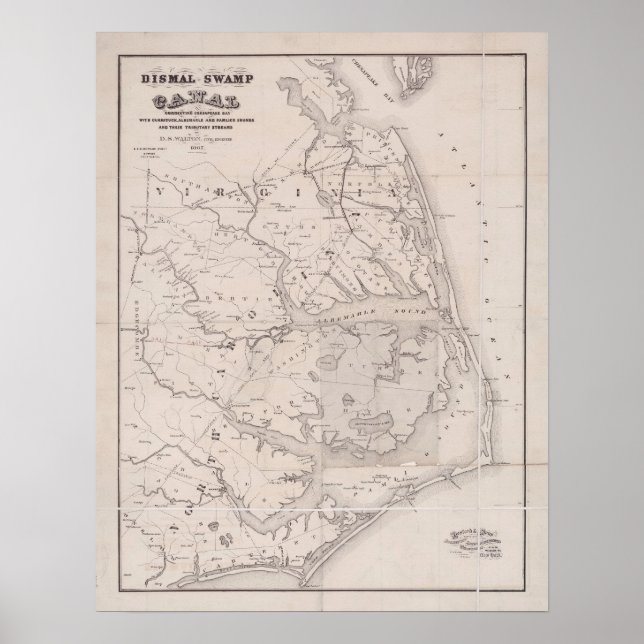Poster Ocracoke Virginia 1867 Carte Antique (Devant)