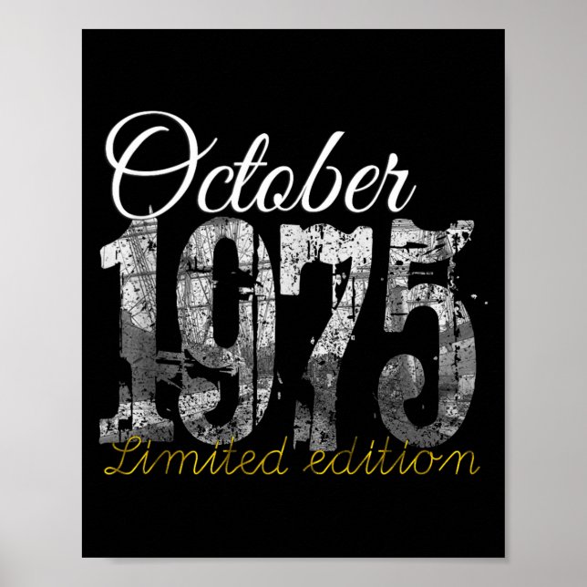 Poster October 1975 Tee 50 Year Old Shirt 1975 50th Birth (Devant)