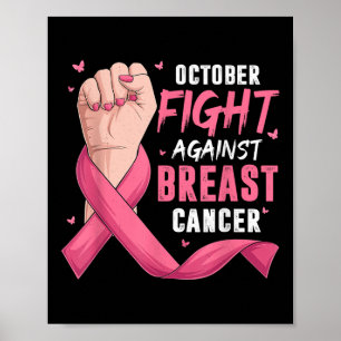 Poster Octobre à la main lutte contre le cancer du sein s