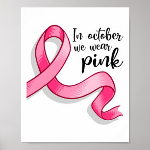 Poster Octobre Nous Portons Ruban Rose Sensibilisation au