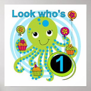 Poster Octopus 1er Anniversaire T-shirts et cadeaux