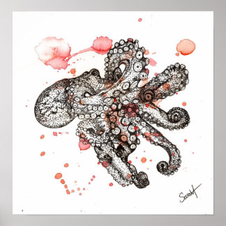 Poster Octopus aquarelle