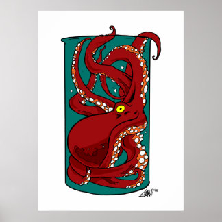 Poster Octopus dans un bocal
