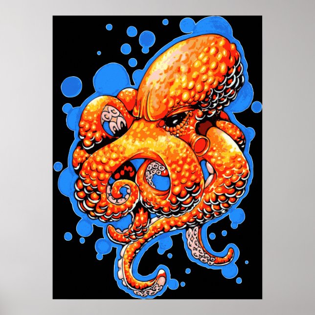 Poster Octopus orange (Devant)