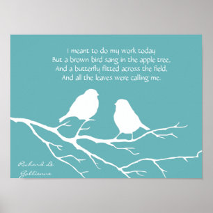 Poster Ode to Spring Poem with Little Bird Silhouette