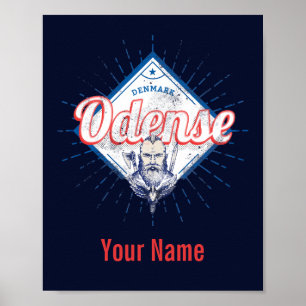 Poster Odense City Danemark Retro Viking Souvenir Vintage