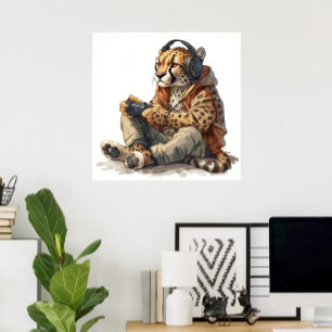 Poster oder Download Gamer Cheetah für Kinder