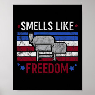 Poster Odeurs Comme Liberté American Smoker Patriotic Bbq