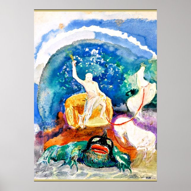 Poster Odilon Redon - Apollo chevauchant un monstre vert (Devant)