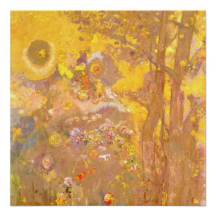 Poster Odilon Redon - Arbre sur Arrière - plan Jaune