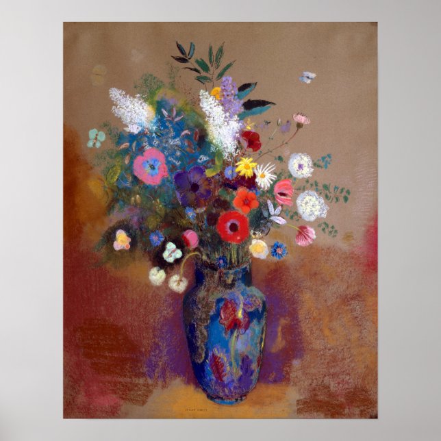Poster Odilon Redon Bouquet de fleurs (Devant)