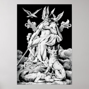 Poster Odin, mythologie normande Dieu, illustration vinta