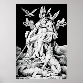 Poster Odin, mythologie normande Dieu, illustration vinta