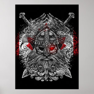 Poster Odin ravens épées Viking Mythologie drapeau du Can