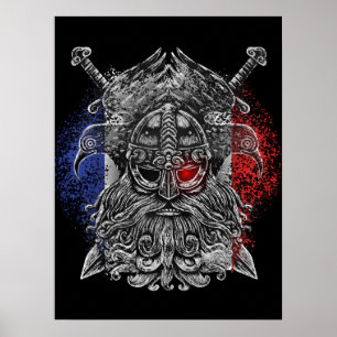Poster Odin ravens swords Viking Mythology France flag