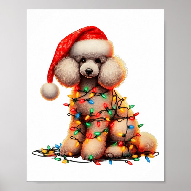 Poster Odle Dog Christmas Lights Santa Hat Dog Lover Prem (Devant)