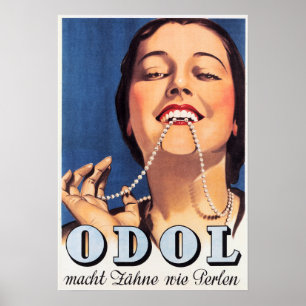 Poster ODOL dentifrice Pearl dents blanches Allemand Retr