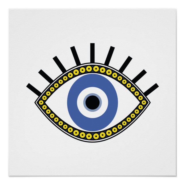 Poster Oeil bleu, bonne chance, amulette de mauvais oeil  (Devant)