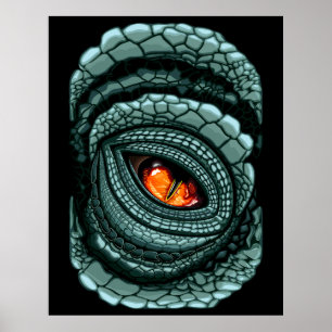 Poster Œil de prédateur reptile primal