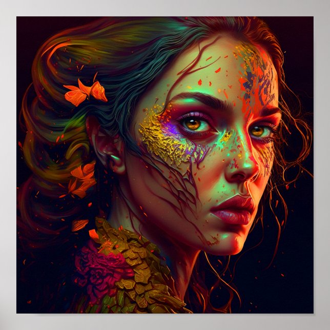 Poster Oeil d'or - Belle peinture murale féminine Imprime (Devant)