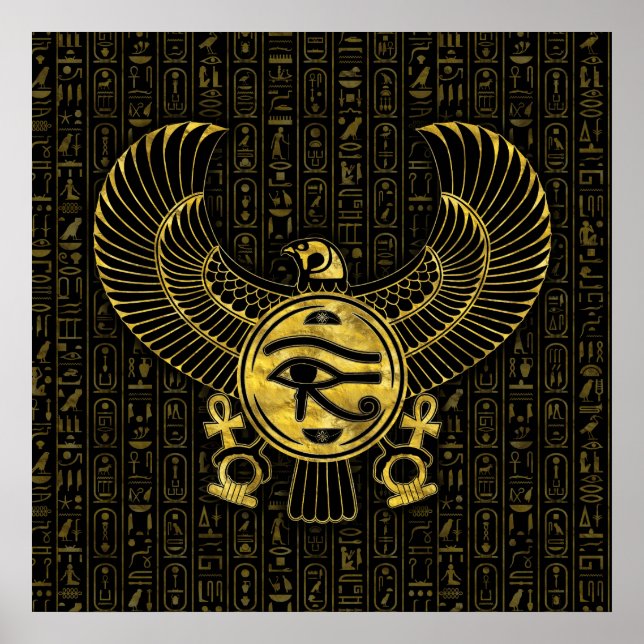 Poster OEil égyptien de Horus - Wadjet or et noir (Devant)