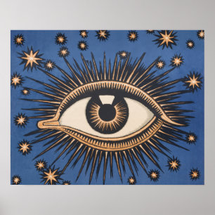 Poster Oeil étoile Lune Celeste Nouveau