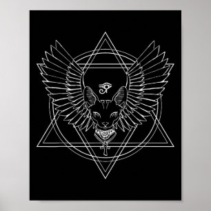 Poster Oeil Horus Et Chat Égyptiens Avec Ailes Pour Homme
