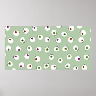 Poster Oeil humain Halloween sans couture dessinée à la m