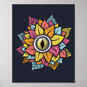 Poster Oeil psychédélique Art - Pétales colorés