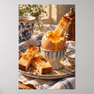 Poster Œuf à la Coque et Toast Petit Déjeuner Cuisine Mur