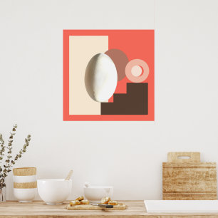 Poster Œuf blanc Design Bauhaus Moderne Saumon 