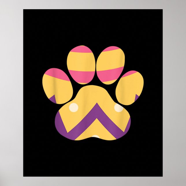 Poster Oeuf coloré Paw de Pâques Drôle Chien Amoureux de  (Devant)