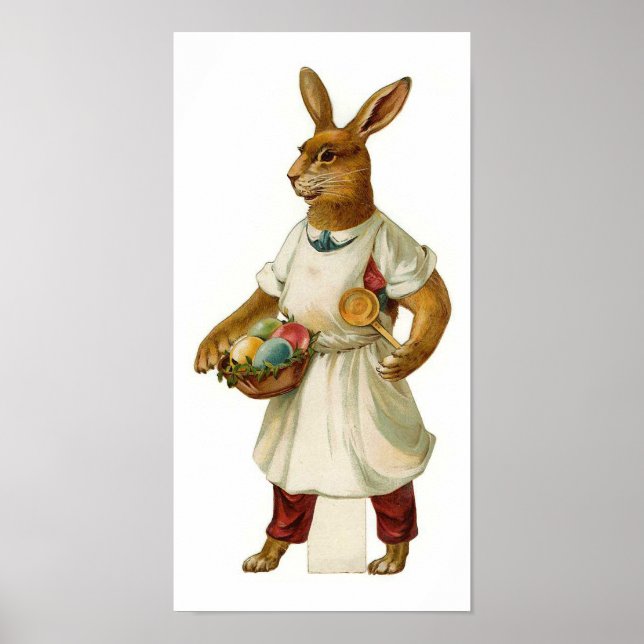 Poster Oeuf Cook Bunny Vintage de Pâques (Devant)