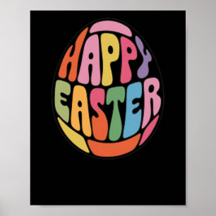 Poster Œuf de Pâques joyeux coloré - Autocollant de polic