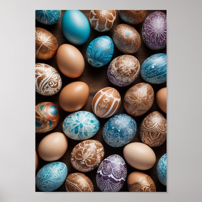 Poster Oeuf Mandala - Design Floral Boho complexe (Devant)