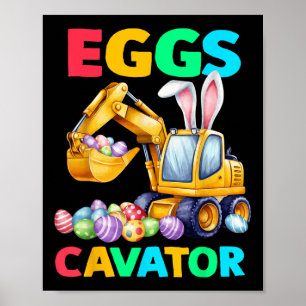 Poster OEufs de lapin de Pâques OEufs d'excavateur Garçon