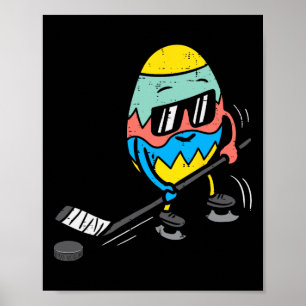 Poster Oeufs de Pâques Jouer Ice Hockey Cute Sports Homme