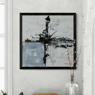 Poster Oeuvre Abstraite Blanche Et Noire