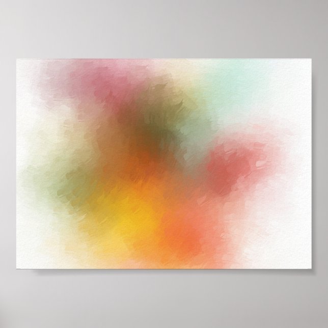 Poster Oeuvre Abstraite Rouge Jaune Bleu Vert Violet Rose (Devant)