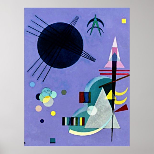 Poster OEuvre abstraite violette-verte colorée (Devant)