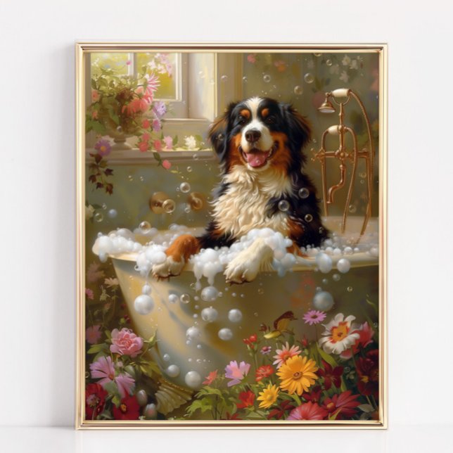 Poster Oeuvre Bernese Mountain Dog Art, Salle de bain (Bernese Mountain Dog Art Print)