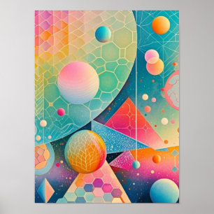 Poster OEuvre d'art abstraite dynamique et fantaisiste gé