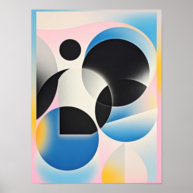 Poster OEuvre d'art abstraite dynamique et fantaisiste gé (Devant)