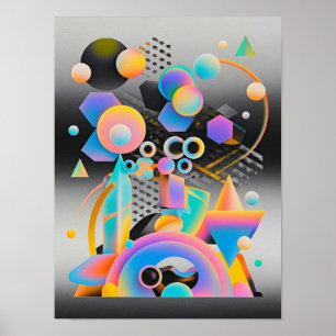 Poster OEuvre d'art abstraite dynamique et fantaisiste gé