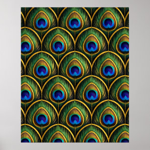 Poster Œuvre d'art classique de plume de paon dans une ri