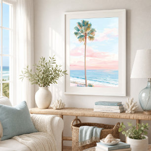 Poster Œuvre d'art côtière Pastel Palm Beach