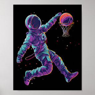 Poster Œuvre d'art de basket-ball Astronaute Slam Dunk Jo